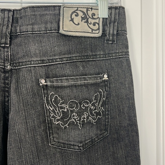 Laredoute Creation Sz 6 black embellished pockets boot cut jeans. - Picture 4 of 9